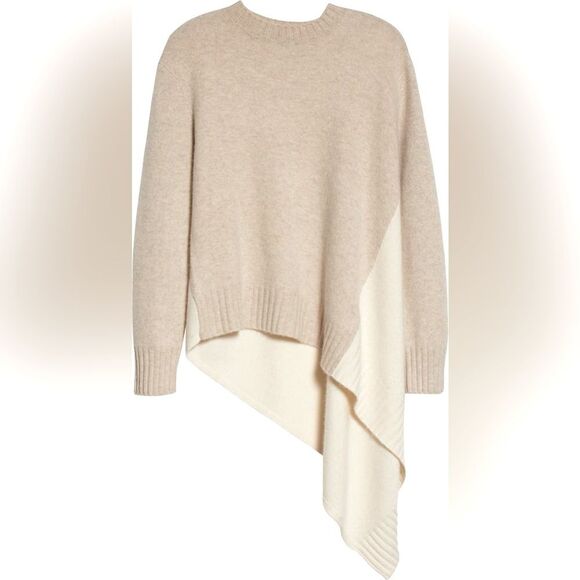 NAADAM Asymmetric Wool & Cashmere Sweater in Oatmeal Combo size Small - Picture 1 of 15